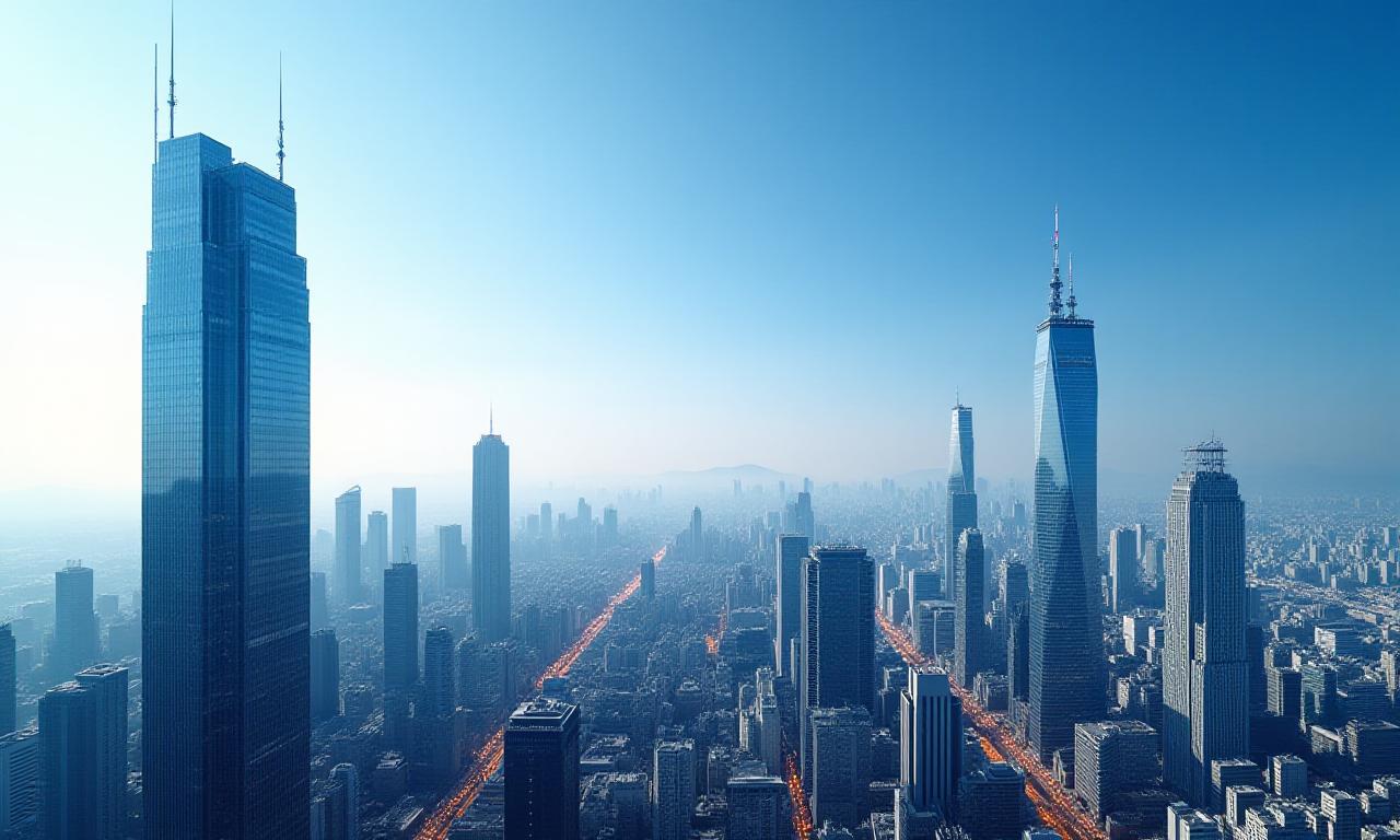 서울 도심의 현대적인 고층 건물과 푸른 하늘